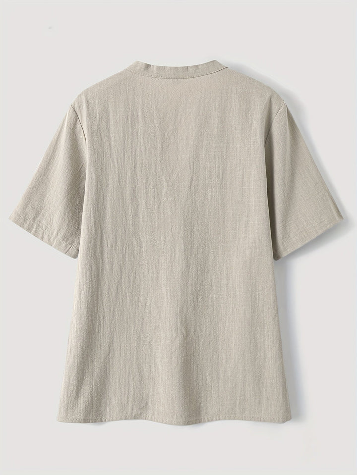 Blusa Elegante con Escote en V y Botones de Madera