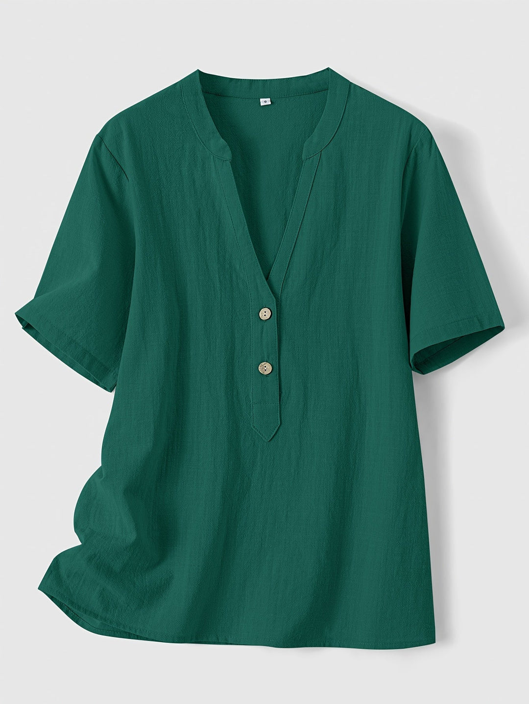 Blusa Elegante con Escote en V y Botones de Madera