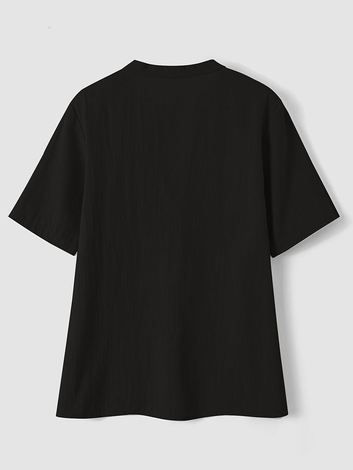 Blusa Elegante con Escote en V y Botones de Madera